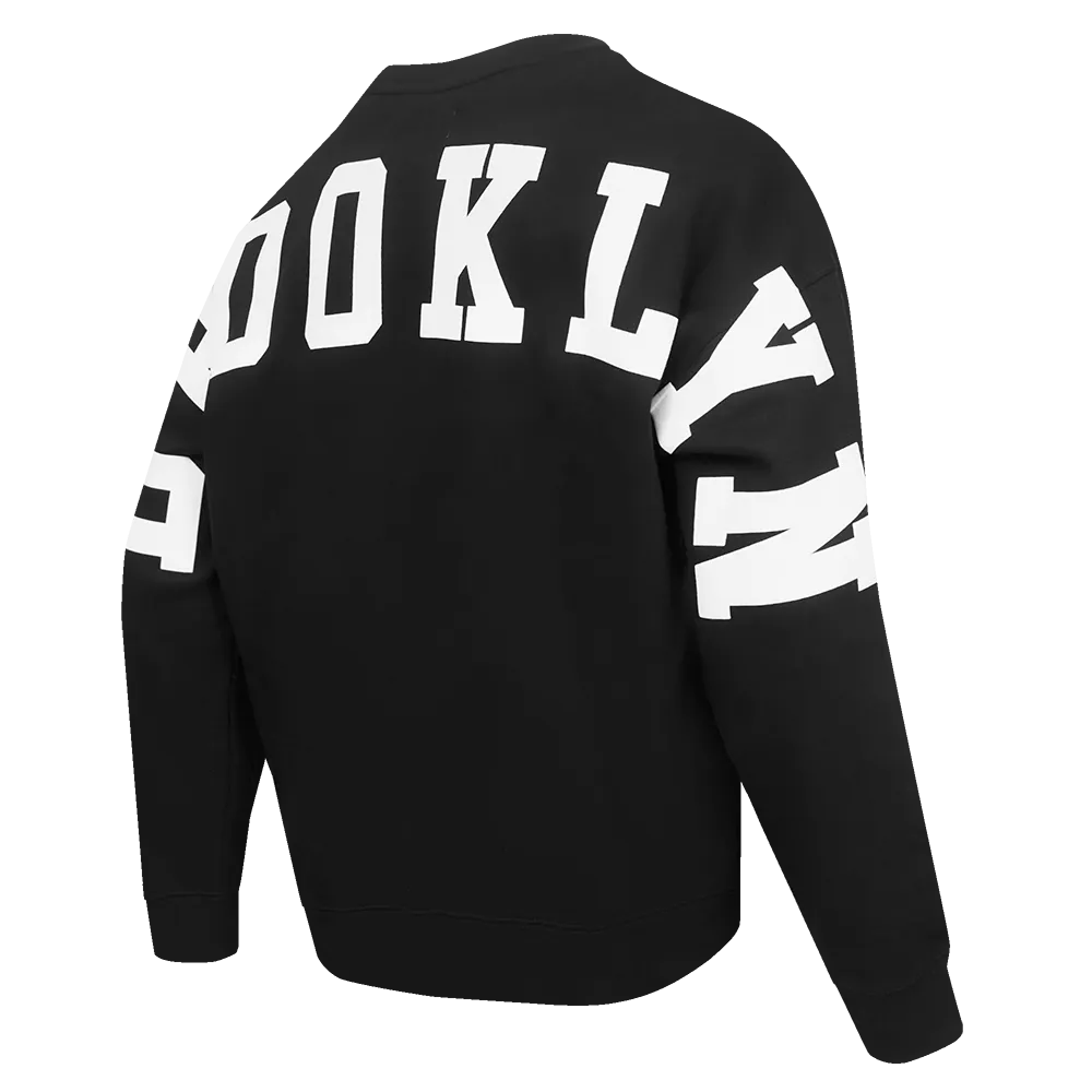 NBA BROOKLYN NETS WINGSPAN MEN'S DROP SHOULDER FLC CREWNECK (BLACK)