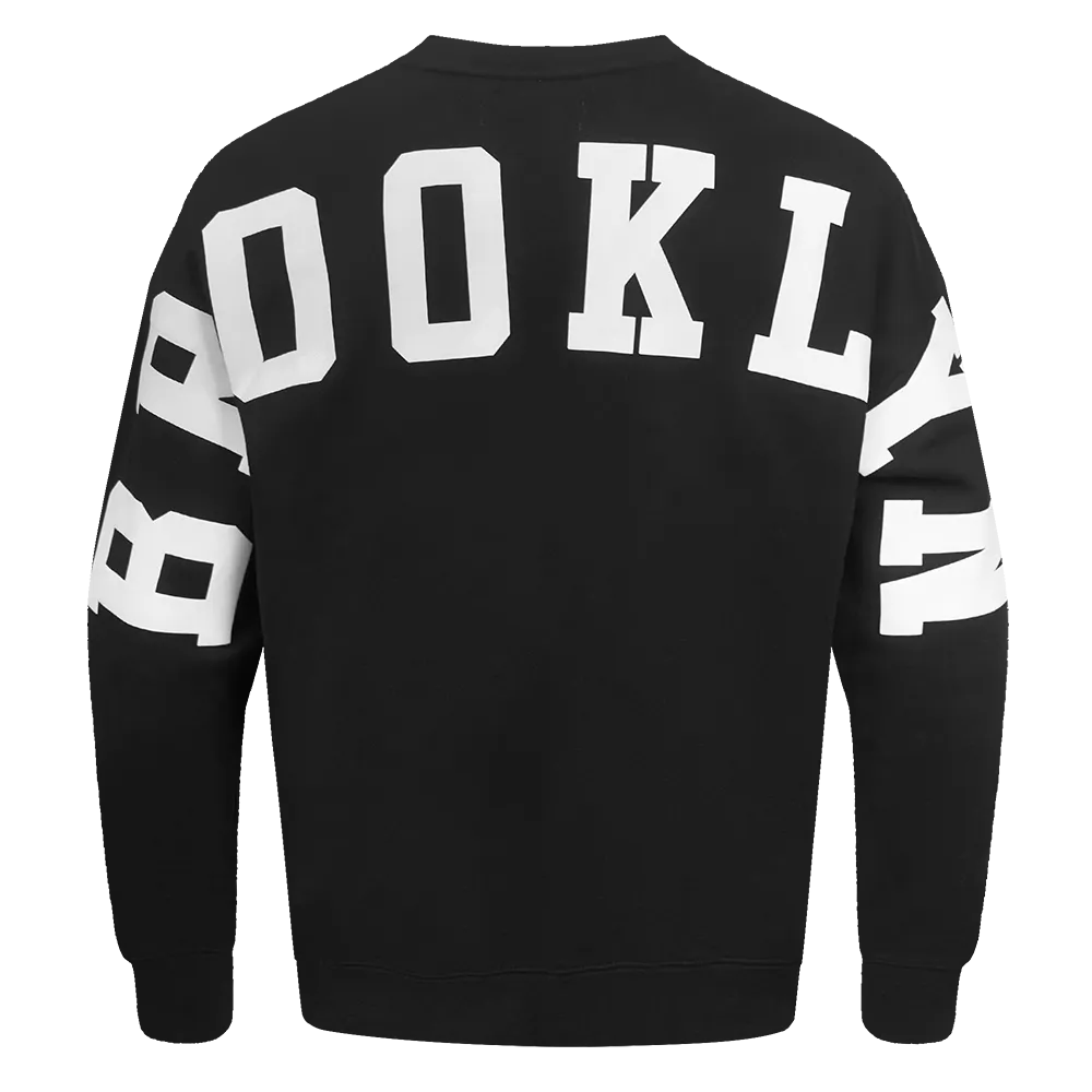 NBA BROOKLYN NETS WINGSPAN MEN'S DROP SHOULDER FLC CREWNECK (BLACK)