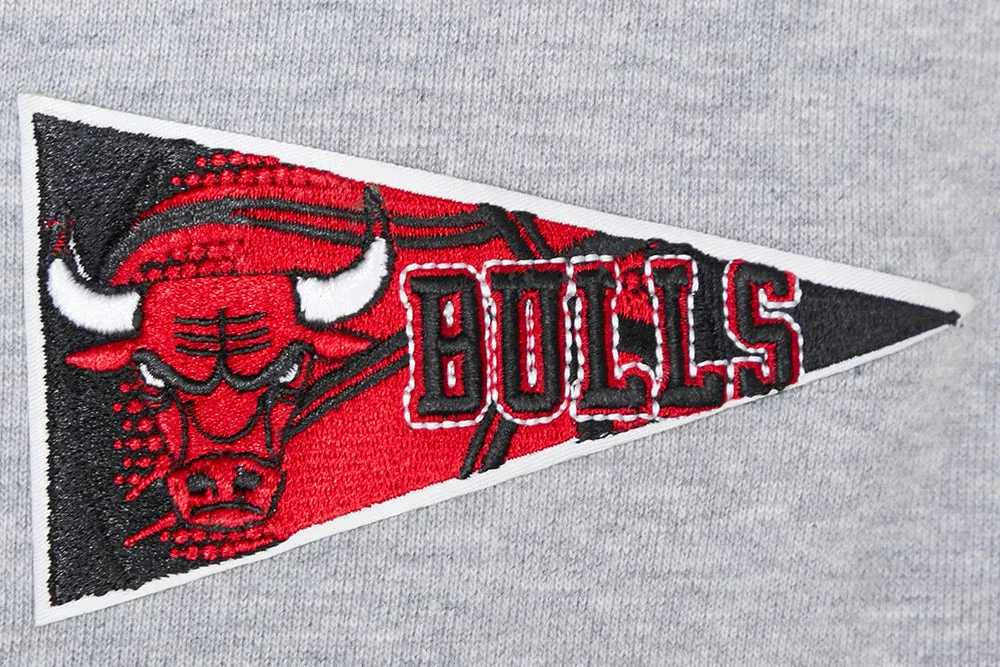 NBA CHICAGO BULLS CREST EMBLEM MEN'S RIB CREWNECK (HEATHER GRAY/BLACK)