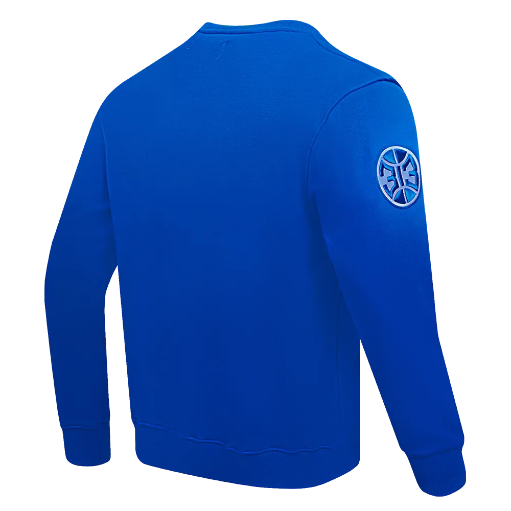 NBA DETROIT PISTONS OLD ENGLISH MEN'S CREWNECK (ROYAL BLUE)