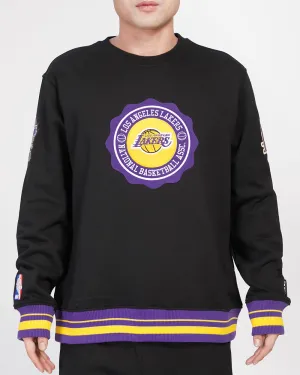 NBA LOS ANGELES LAKERS CREST EMBLEM MEN'S RIB CREWNECK (BLACK/PURPLE)