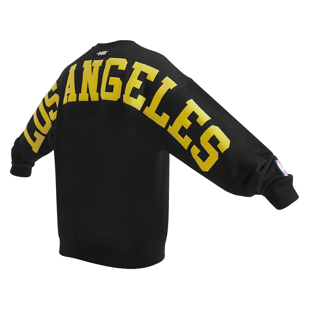 NBA LOS ANGELES LAKERS WINGSPAN MEN'S DROP SHOULDER FLC CREWNECK (BLACK)