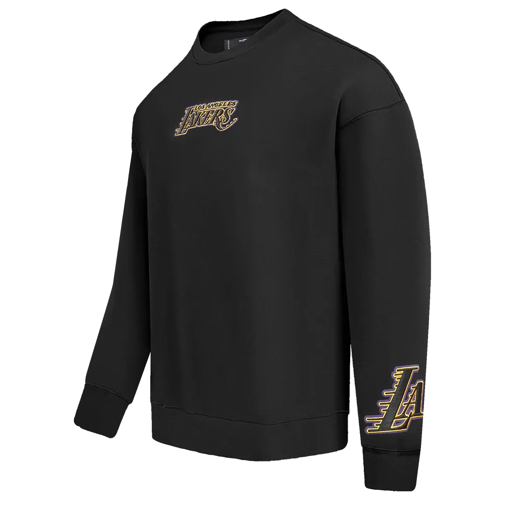 NBA LOS ANGELES LAKERS WINGSPAN MEN'S DROP SHOULDER FLC CREWNECK (BLACK)