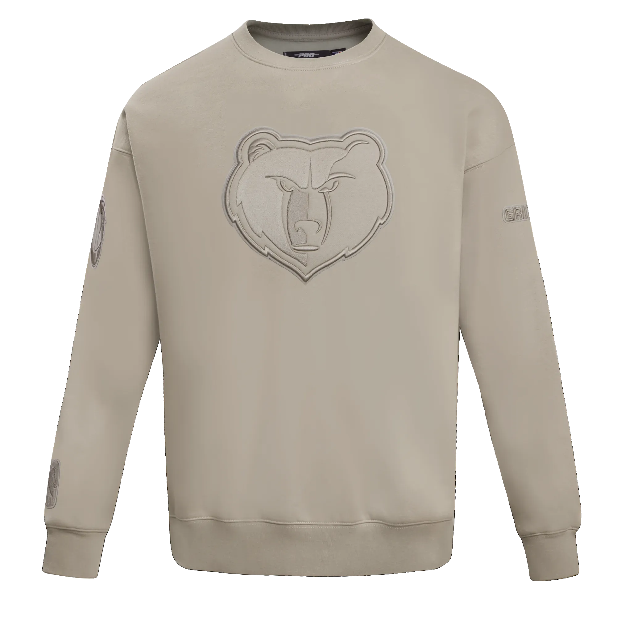 NBA MEMPHIS GRIZZLIES NEUTRAL DROP SHOULDER FLC CREWNECK (TAUPE)