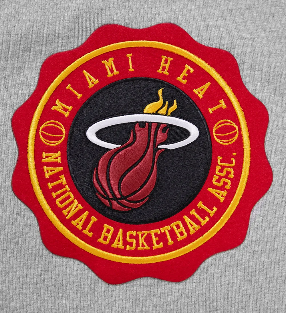 NBA MIAMI HEAT CREST EMBLEM MEN'S RIB CREWNECK (HEATHER GRAY/BLACK)