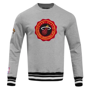 NBA MIAMI HEAT CREST EMBLEM MEN'S RIB CREWNECK (HEATHER GRAY/BLACK)
