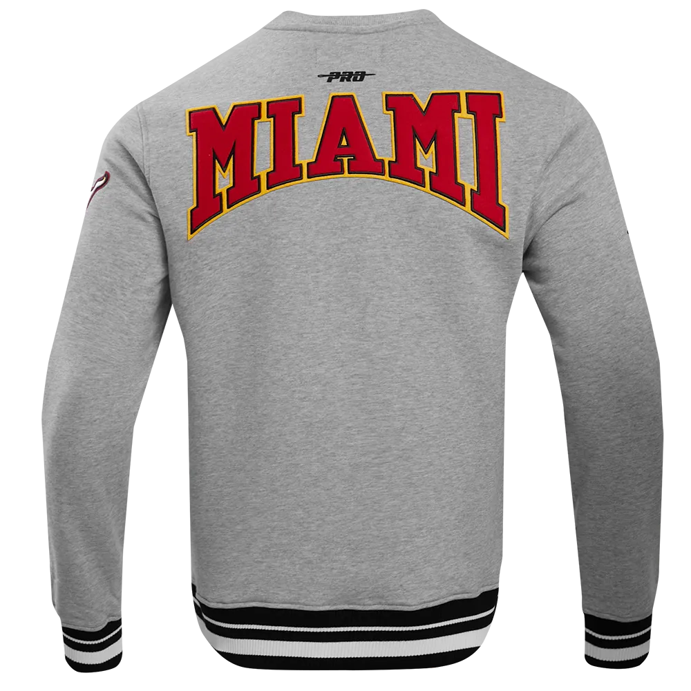 NBA MIAMI HEAT CREST EMBLEM MEN'S RIB CREWNECK (HEATHER GRAY/BLACK)