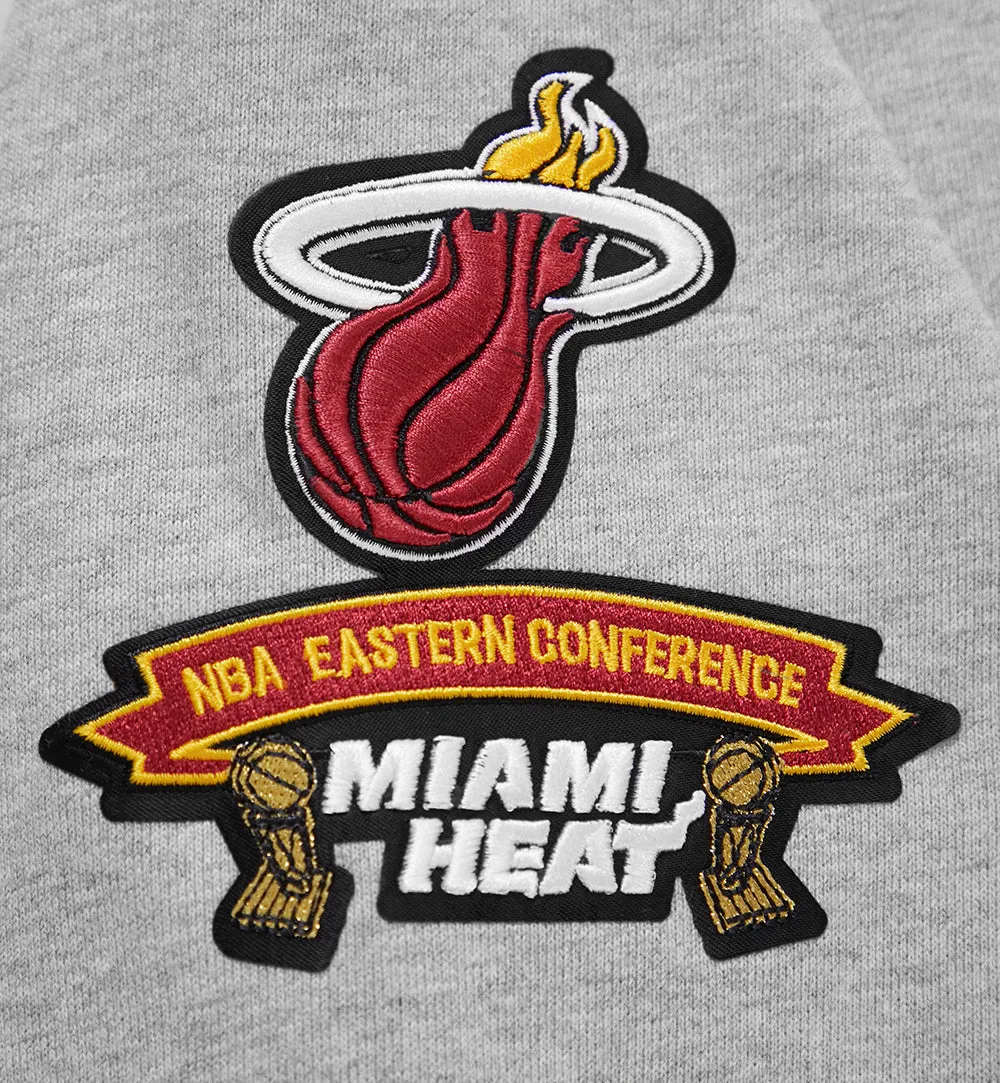 NBA MIAMI HEAT CREST EMBLEM MEN'S RIB CREWNECK (HEATHER GRAY/BLACK)