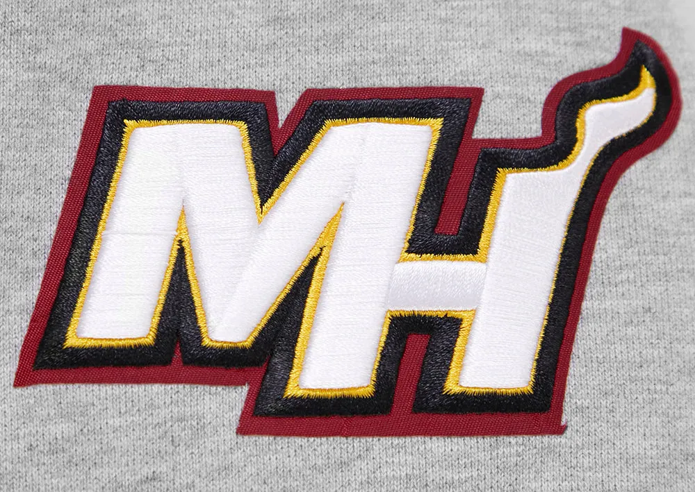 NBA MIAMI HEAT CREST EMBLEM MEN'S RIB CREWNECK (HEATHER GRAY/BLACK)