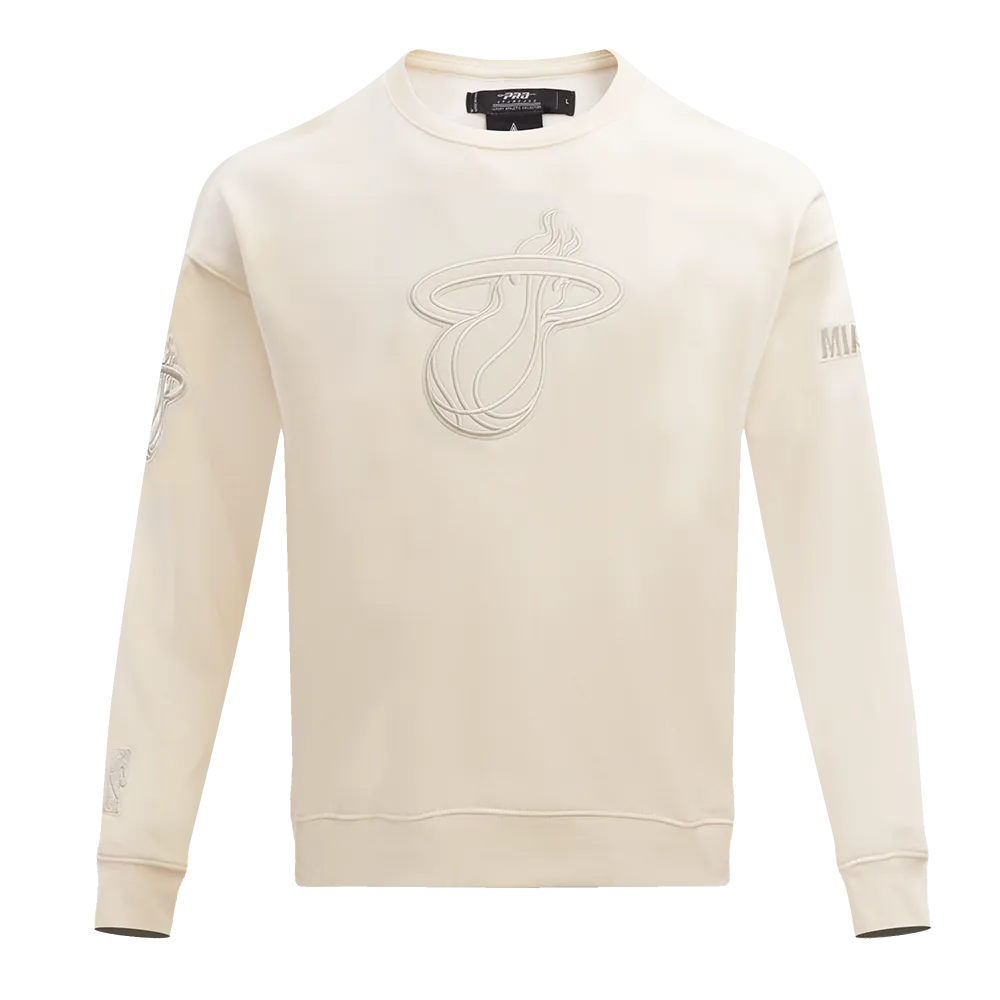 NBA MIAMI HEAT NEUTRAL DROP SHOULDER FLC CREWNECK (EGGSHELL)
