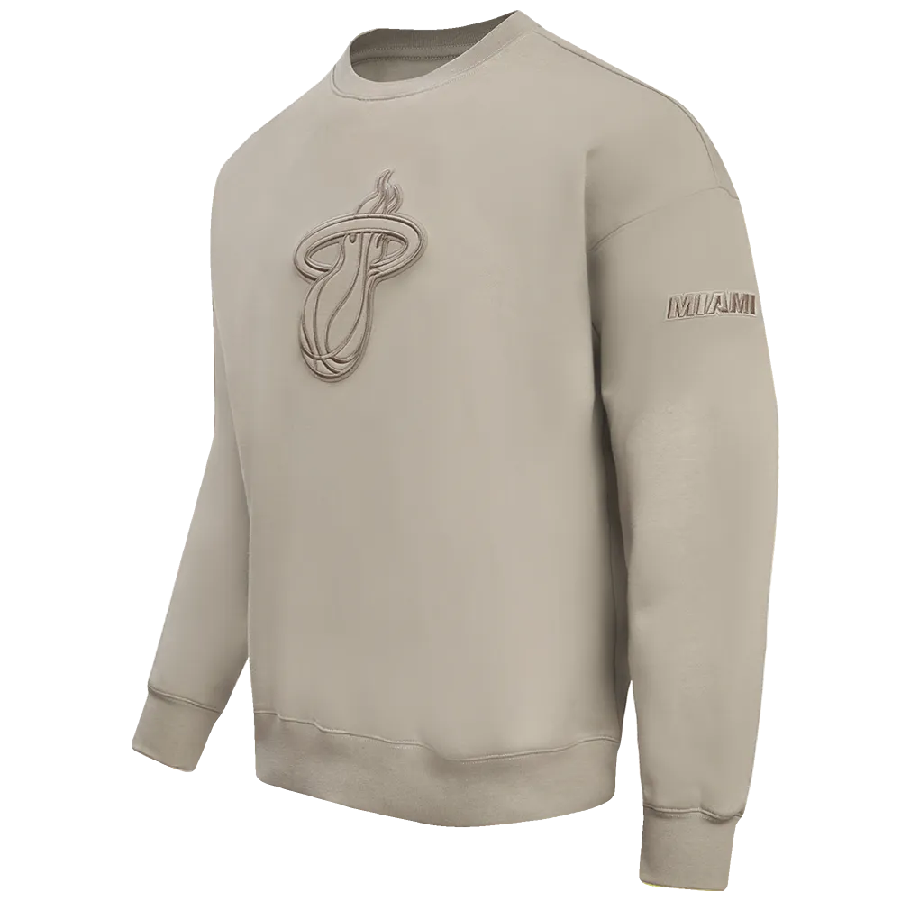 NBA MIAMI HEAT NEUTRAL DROP SHOULDER FLC CREWNECK (TAUPE)