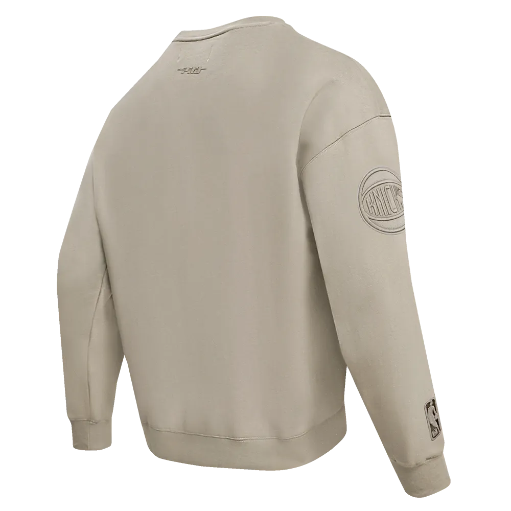 NBA NEW YORK KNICKS NEUTRAL DROP SHOULDER FLC CREWNECK (TAUPE)