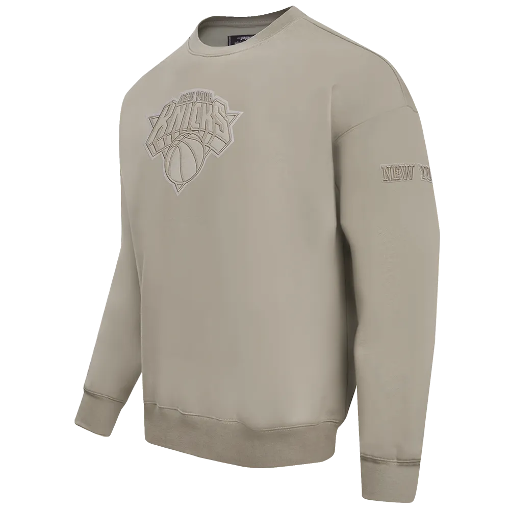 NBA NEW YORK KNICKS NEUTRAL DROP SHOULDER FLC CREWNECK (TAUPE)