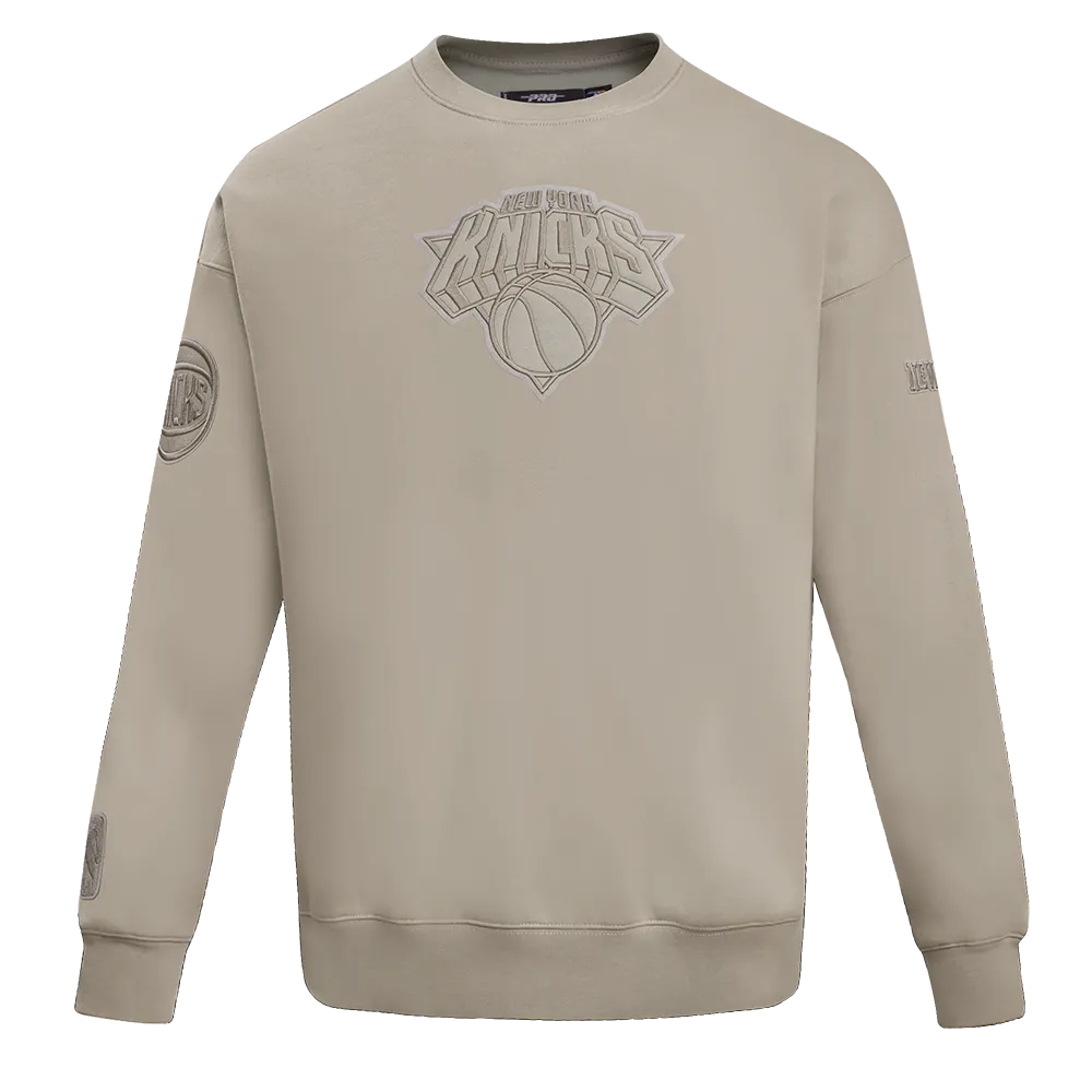 NBA NEW YORK KNICKS NEUTRAL DROP SHOULDER FLC CREWNECK (TAUPE)