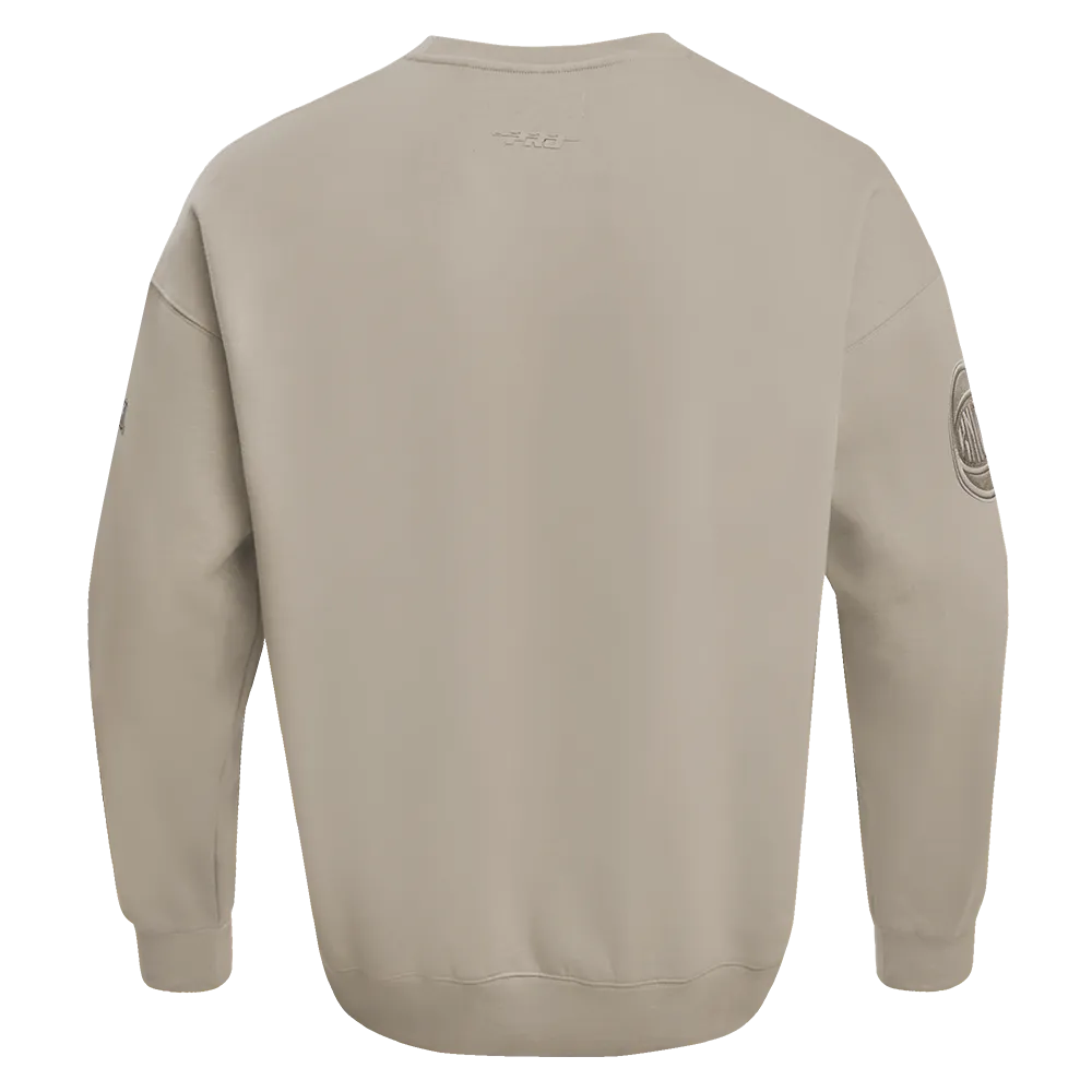 NBA NEW YORK KNICKS NEUTRAL DROP SHOULDER FLC CREWNECK (TAUPE)