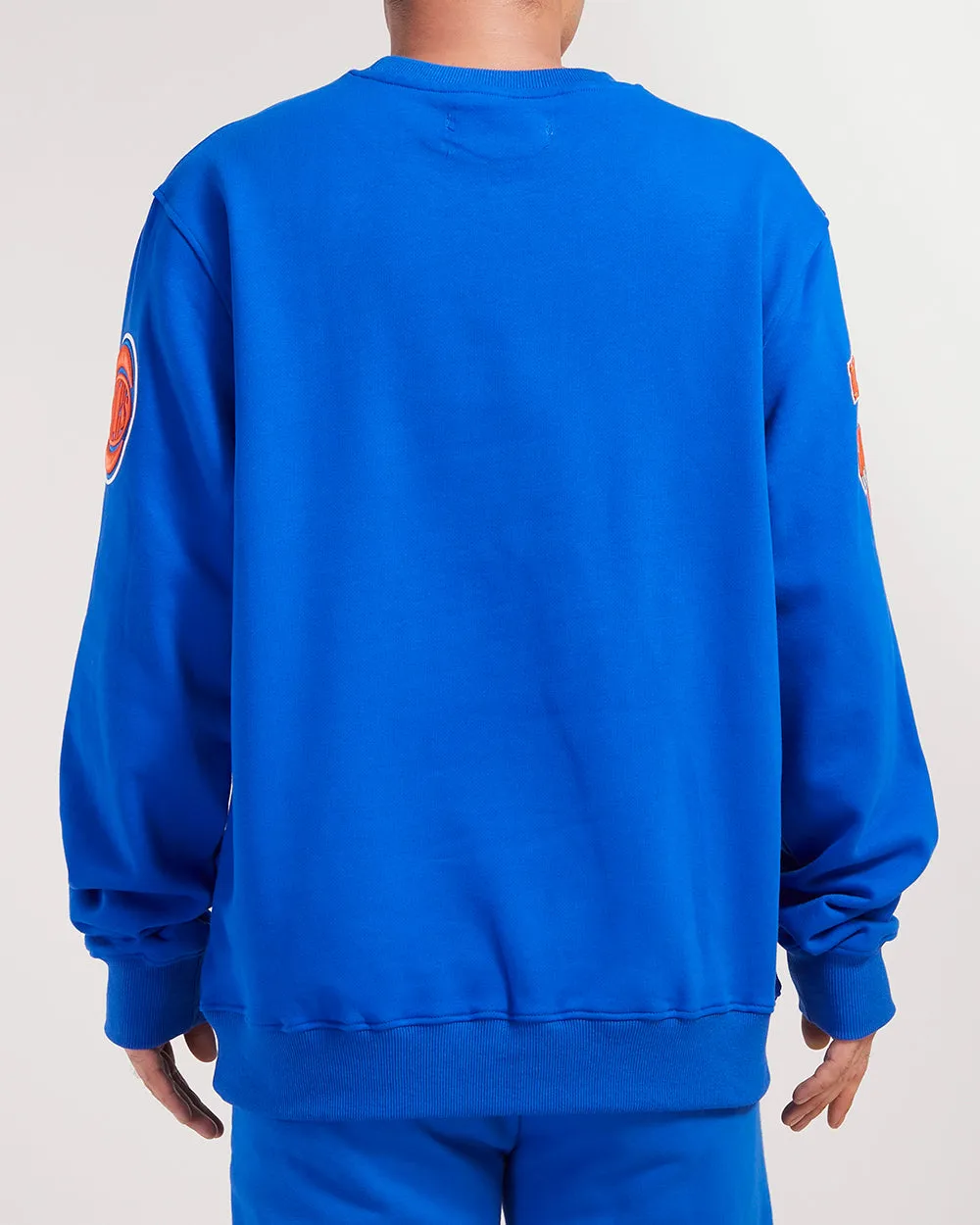 NBA NEW YORK KNICKS OLD ENGLISH MEN'S CREWNECK (ROYAL BLUE)