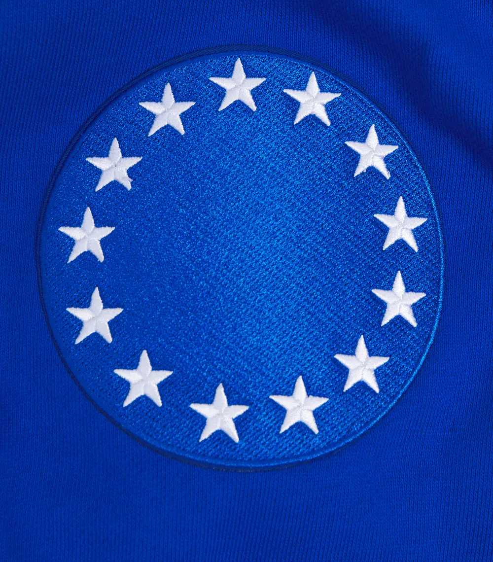 NBA PHILADELPHIA 76ERS OLD ENGLISH MEN'S CREWNECK (ROYAL BLUE)
