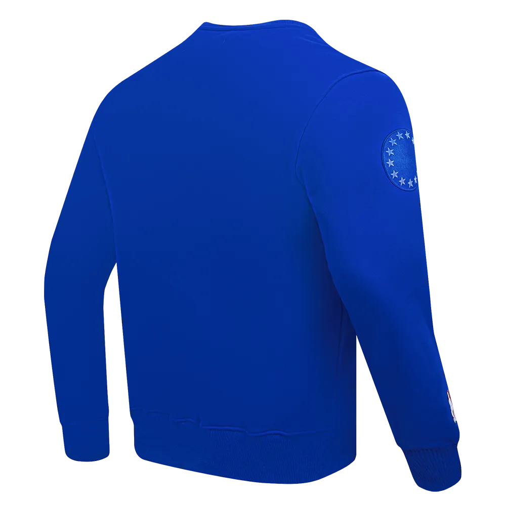 NBA PHILADELPHIA 76ERS OLD ENGLISH MEN'S CREWNECK (ROYAL BLUE)