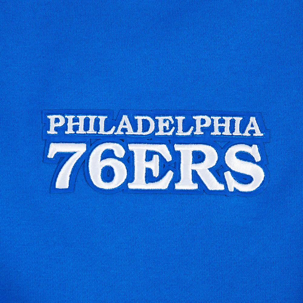 NBA PHILADELPHIA 76ERS WINGSPAN MEN'S DROP SHOULDER FLC CREWNECK (ROYAL BLUE)