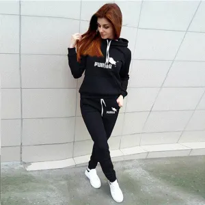 New Spring Winter 2 Piece Set Jogging Women Hoodies Pants Printed Sportswear Suits Thicken Warm Ladies Girls Hoodie Sets Tracksuits Sz S