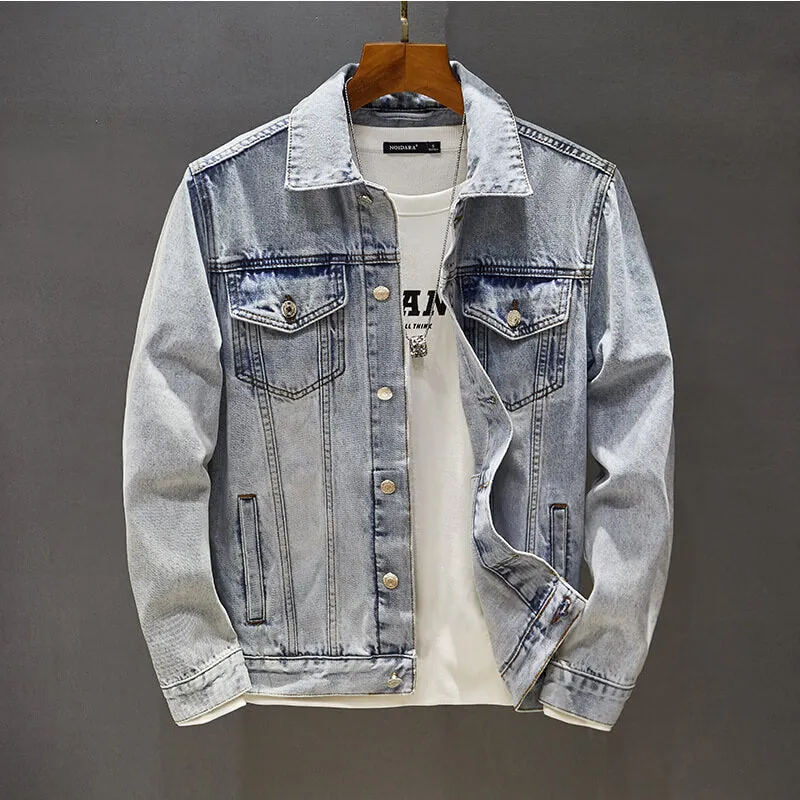 Newest Embroidery Denim Jacket Slim Fit Men's Jean Coats