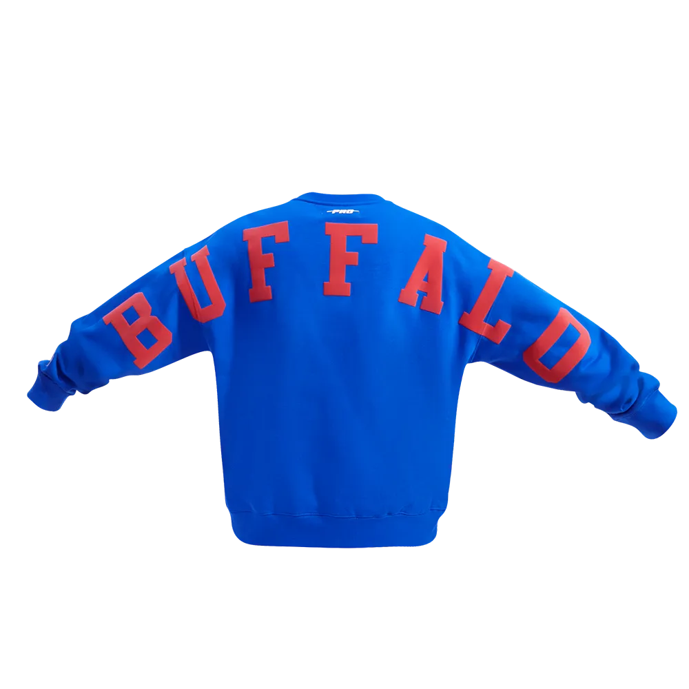 NFL BUFFALO BILLS WINGSPAN MEN'S DROP SHOULDER FLC CREWNECK (ROYAL BLUE)