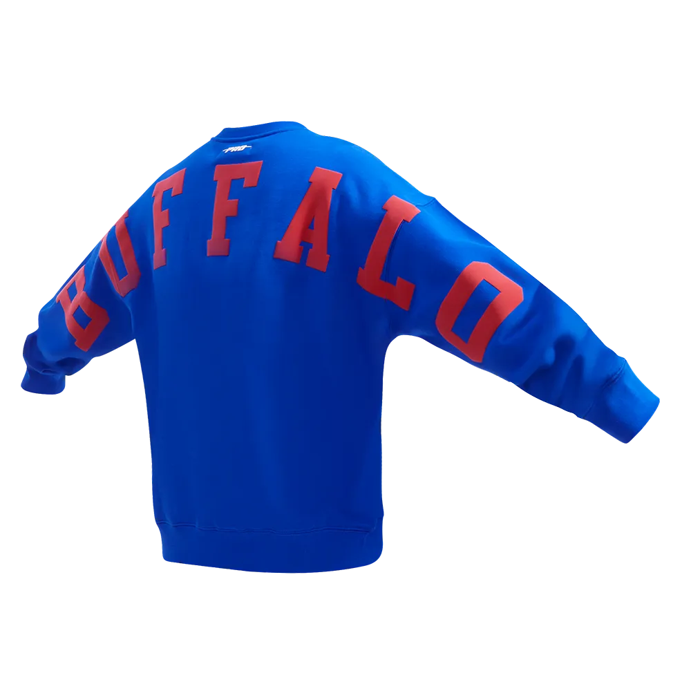 NFL BUFFALO BILLS WINGSPAN MEN'S DROP SHOULDER FLC CREWNECK (ROYAL BLUE)