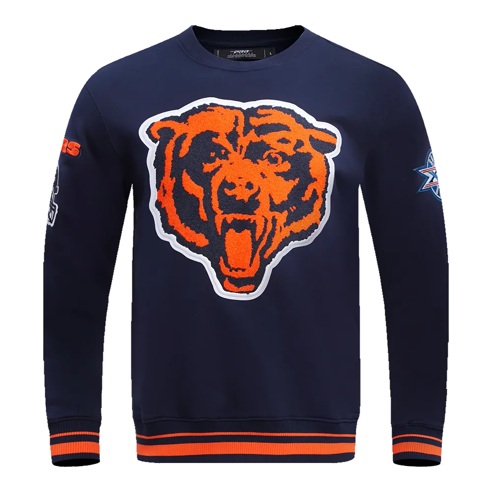 NFL CHICAGO BEARS MASHUP MEN'S RIB CREWNECK (MIDNIGHT NAVY/ORANGE/MIDNIGHT NAVY)