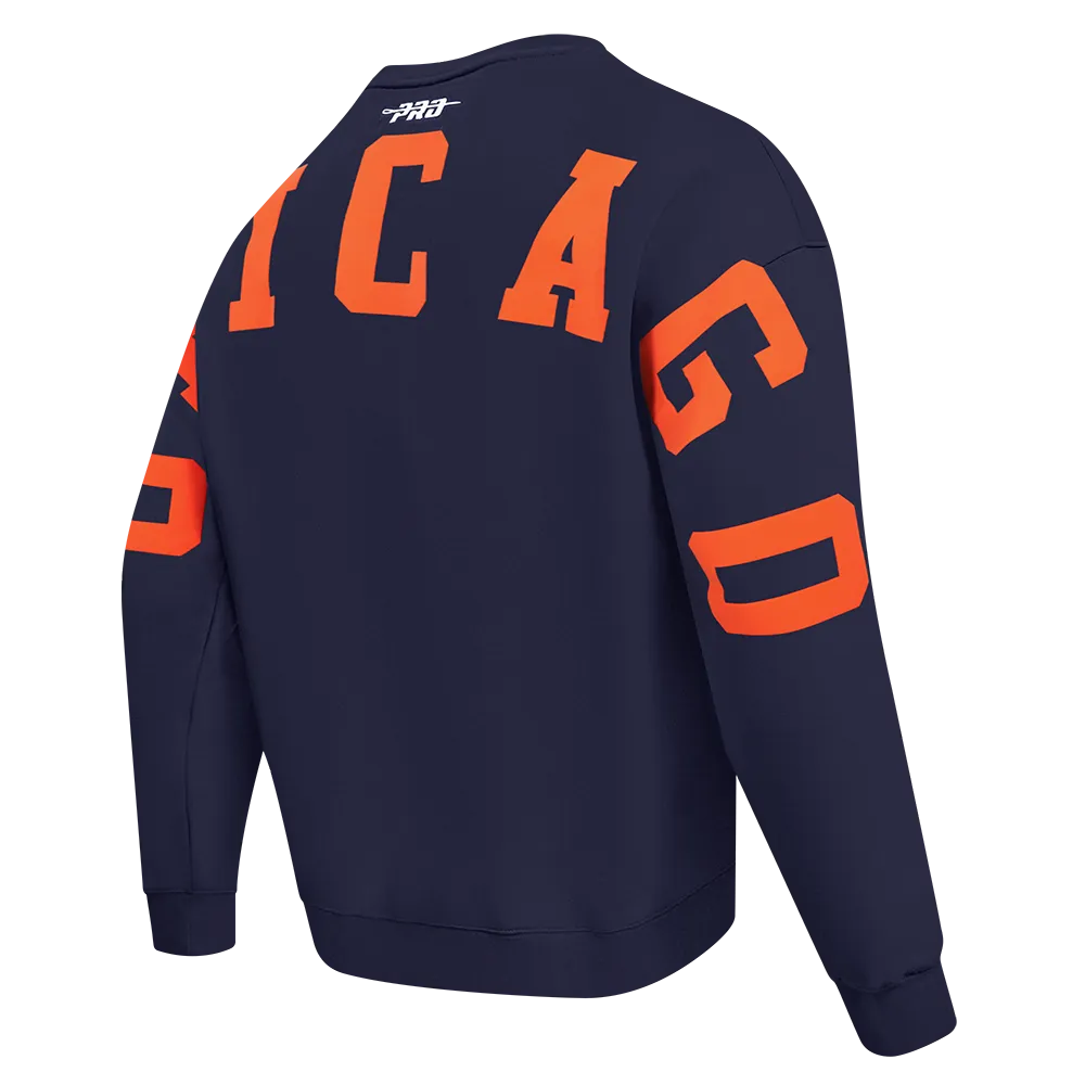 NFL CHICAGO BEARS WINGSPAN MEN'S DROP SHOULDER FLC CREWNECK (MIDNIGHT NAVY)