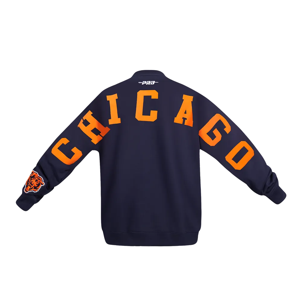 NFL CHICAGO BEARS WINGSPAN MEN'S DROP SHOULDER FLC CREWNECK (MIDNIGHT NAVY)