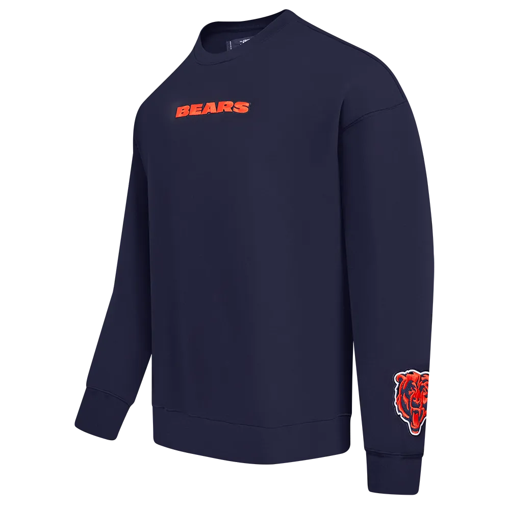 NFL CHICAGO BEARS WINGSPAN MEN'S DROP SHOULDER FLC CREWNECK (MIDNIGHT NAVY)
