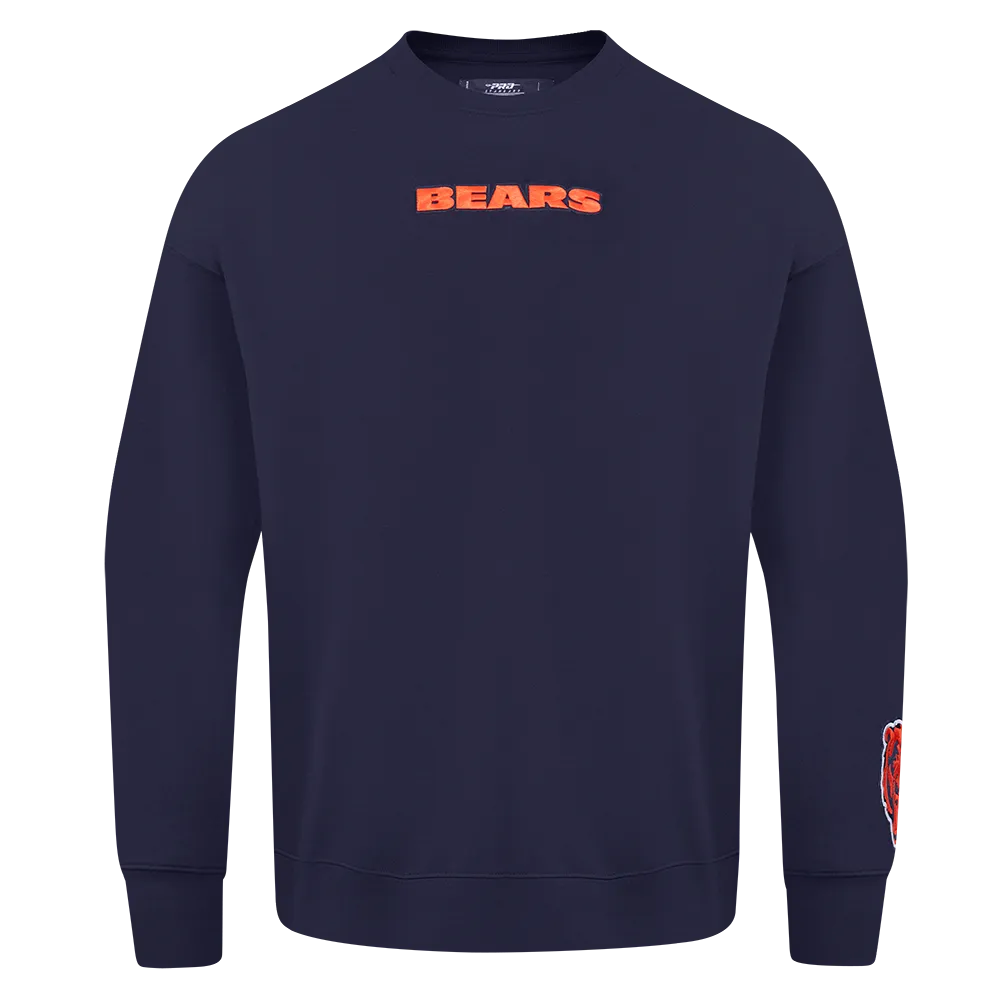 NFL CHICAGO BEARS WINGSPAN MEN'S DROP SHOULDER FLC CREWNECK (MIDNIGHT NAVY)