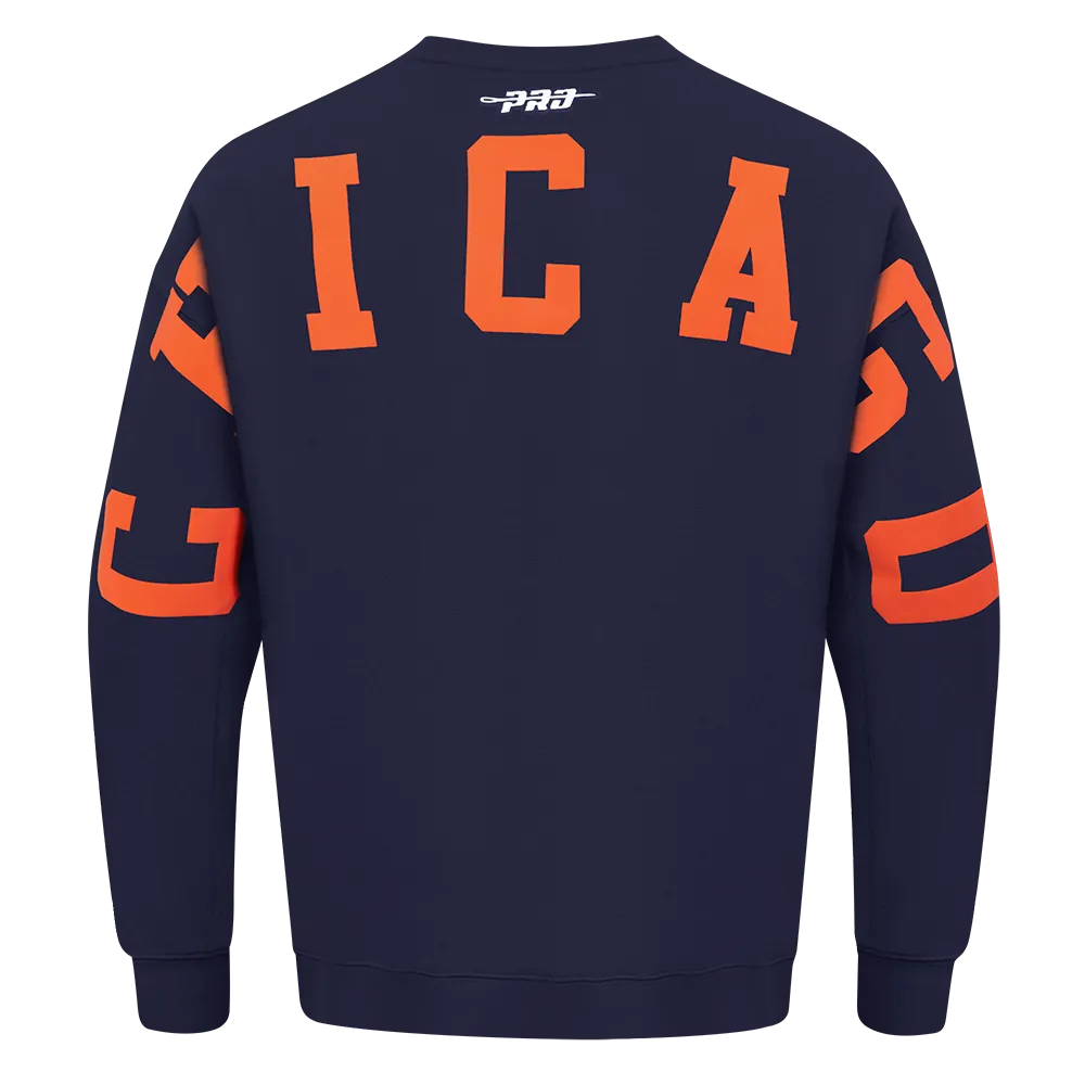 NFL CHICAGO BEARS WINGSPAN MEN'S DROP SHOULDER FLC CREWNECK (MIDNIGHT NAVY)