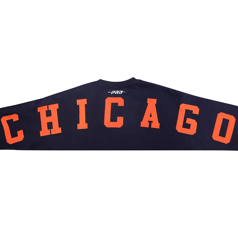 NFL CHICAGO BEARS WINGSPAN MEN'S DROP SHOULDER FLC CREWNECK (MIDNIGHT NAVY)