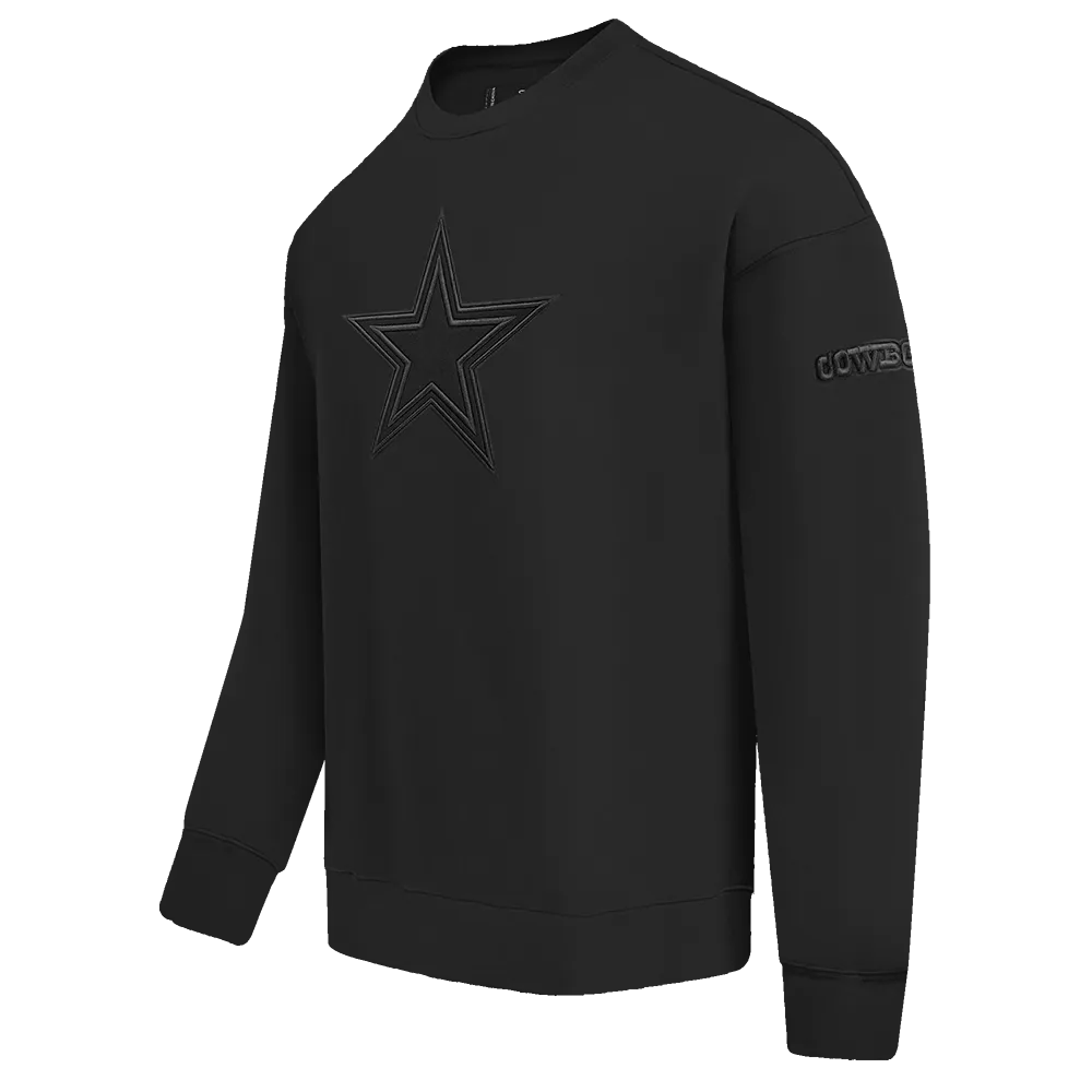 NFL DALLAS COWBOYS NEUTRAL DROP SHOULDER FLC CREWNECK (BLACK)