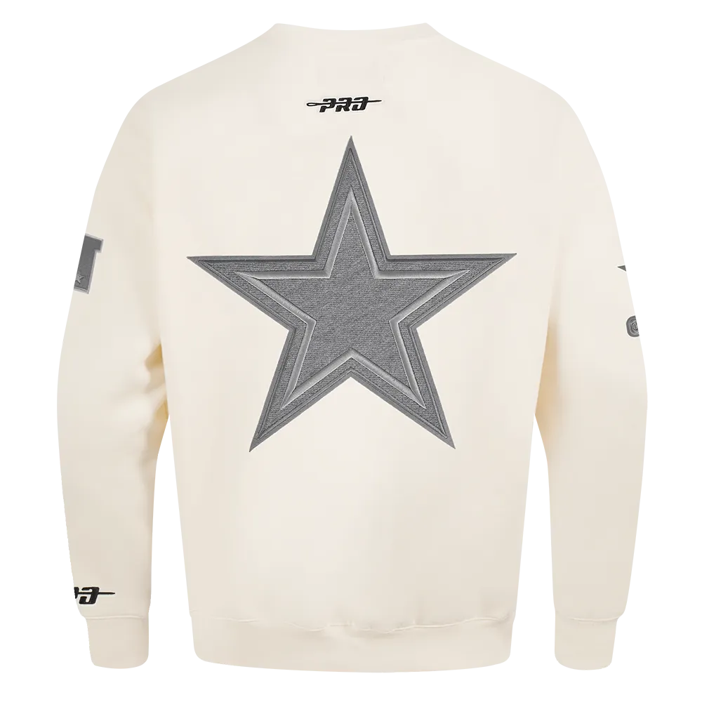 NFL DALLAS COWBOYS REVERSE FRENCH TERRY MEN'S DROP SHOULDER FLC CREW (EGGSHELL)