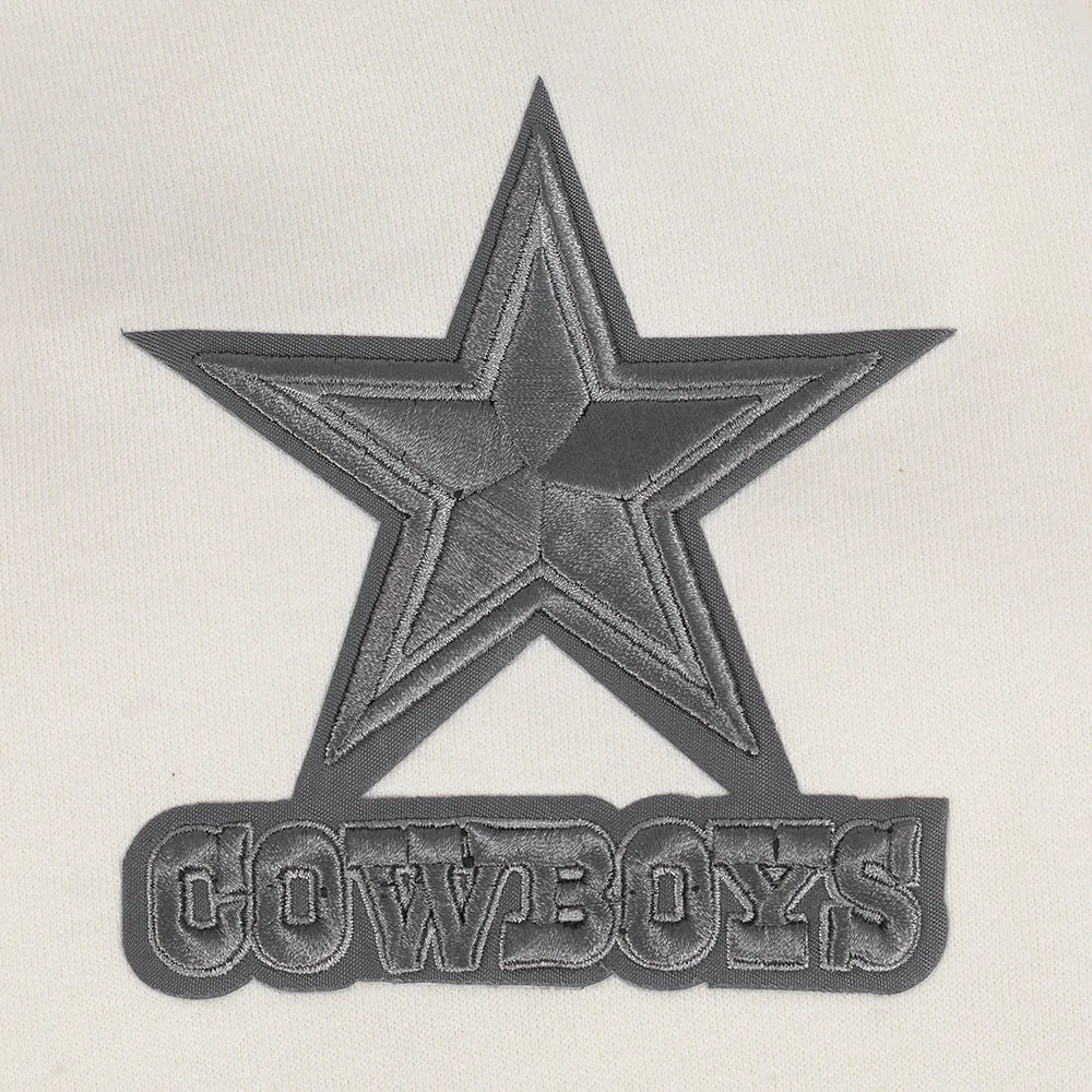 NFL DALLAS COWBOYS REVERSE FRENCH TERRY MEN'S DROP SHOULDER FLC CREW (EGGSHELL)