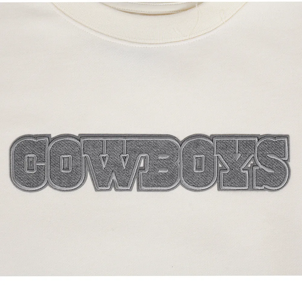 NFL DALLAS COWBOYS REVERSE FRENCH TERRY MEN'S DROP SHOULDER FLC CREW (EGGSHELL)