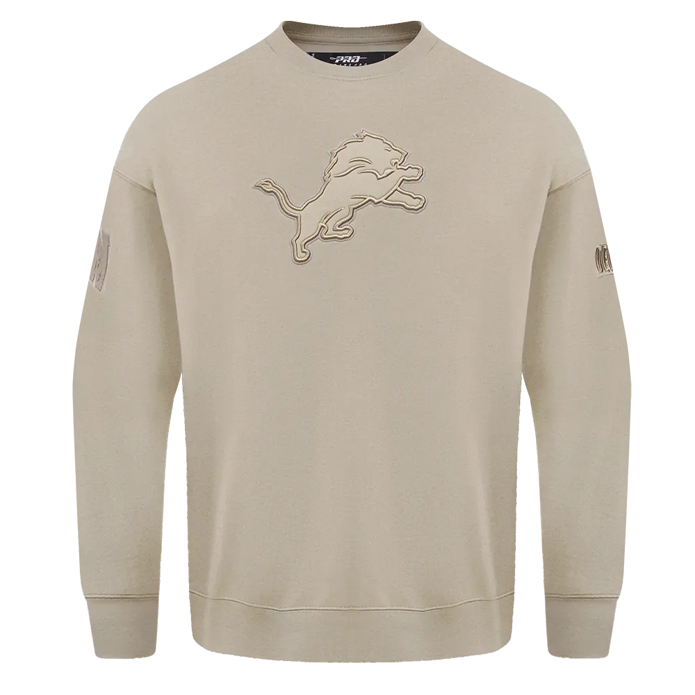 NFL DETROIT LIONS NEUTRAL DROP  SHOULDER FLC CREWNECK (TAUPE)