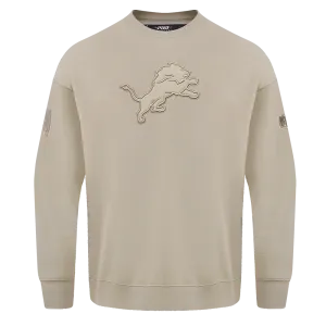 NFL DETROIT LIONS NEUTRAL DROP  SHOULDER FLC CREWNECK (TAUPE)