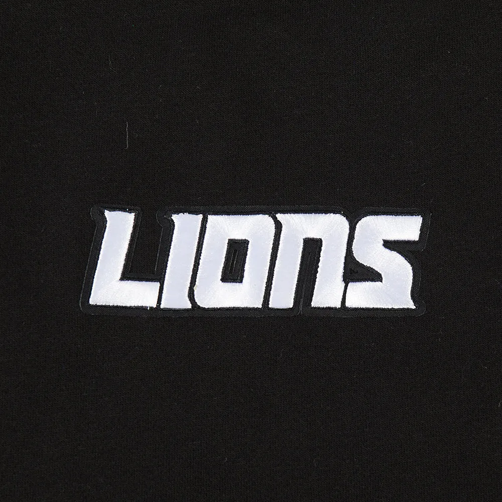 NFL DETROIT LIONS WINGSPAN MEN'S DROP SHOULDER FLC CREWNECK (BLACK)