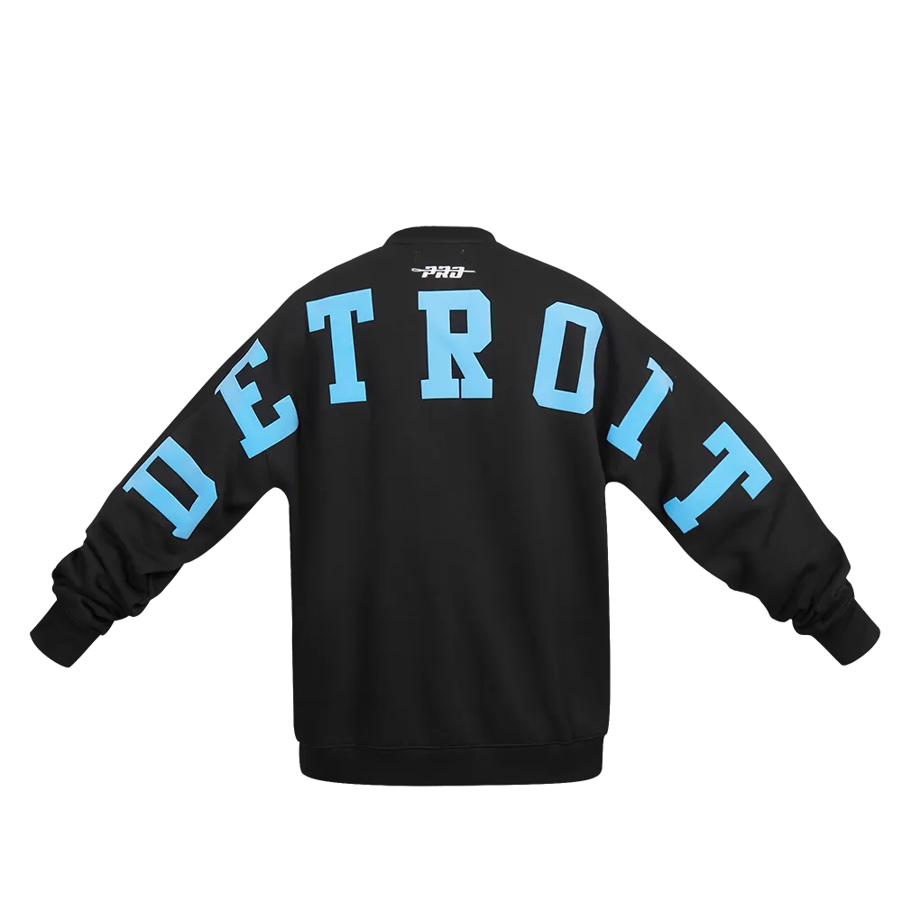 NFL DETROIT LIONS WINGSPAN MEN'S DROP SHOULDER FLC CREWNECK (BLACK)