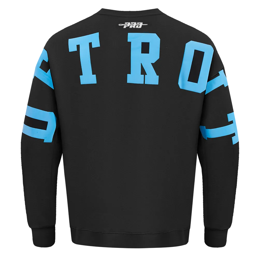 NFL DETROIT LIONS WINGSPAN MEN'S DROP SHOULDER FLC CREWNECK (BLACK)