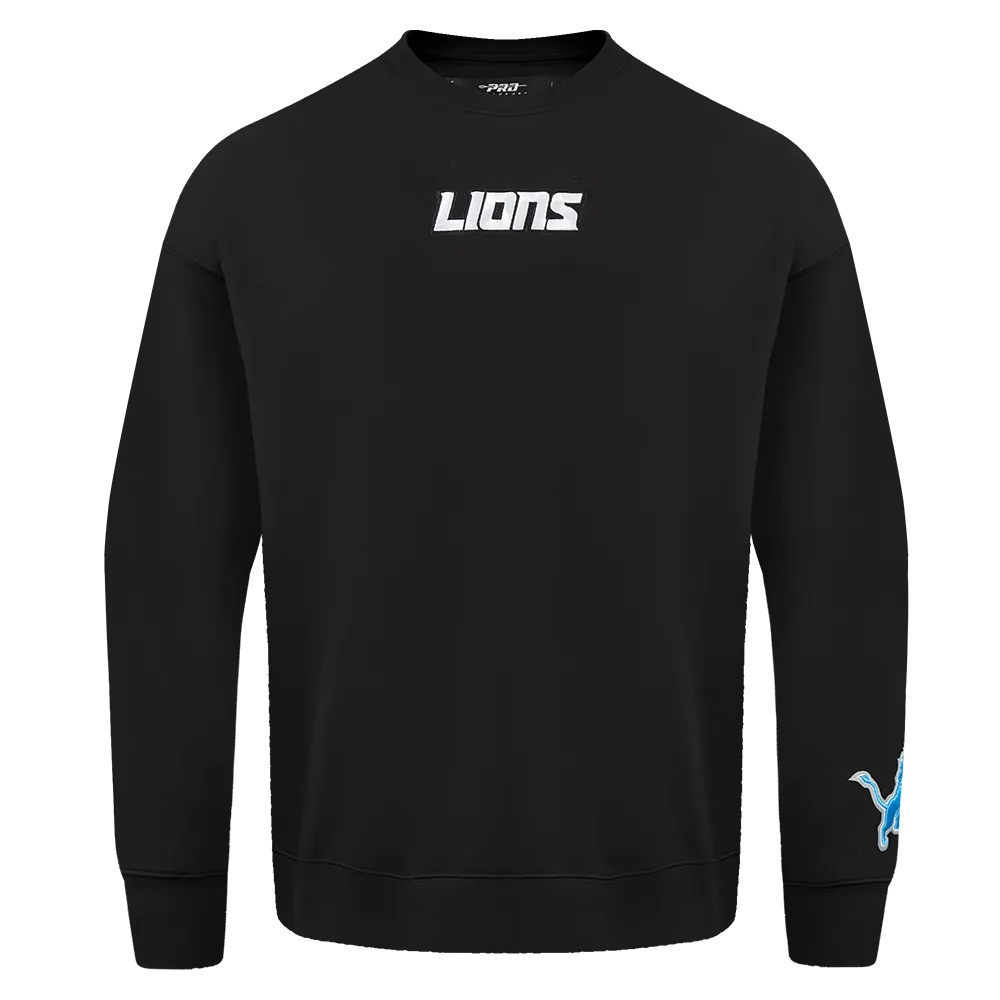 NFL DETROIT LIONS WINGSPAN MEN'S DROP SHOULDER FLC CREWNECK (BLACK)