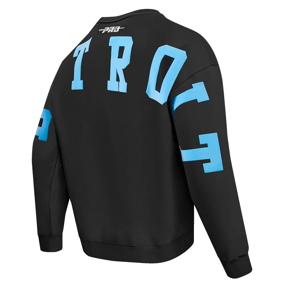 NFL DETROIT LIONS WINGSPAN MEN'S DROP SHOULDER FLC CREWNECK (BLACK)