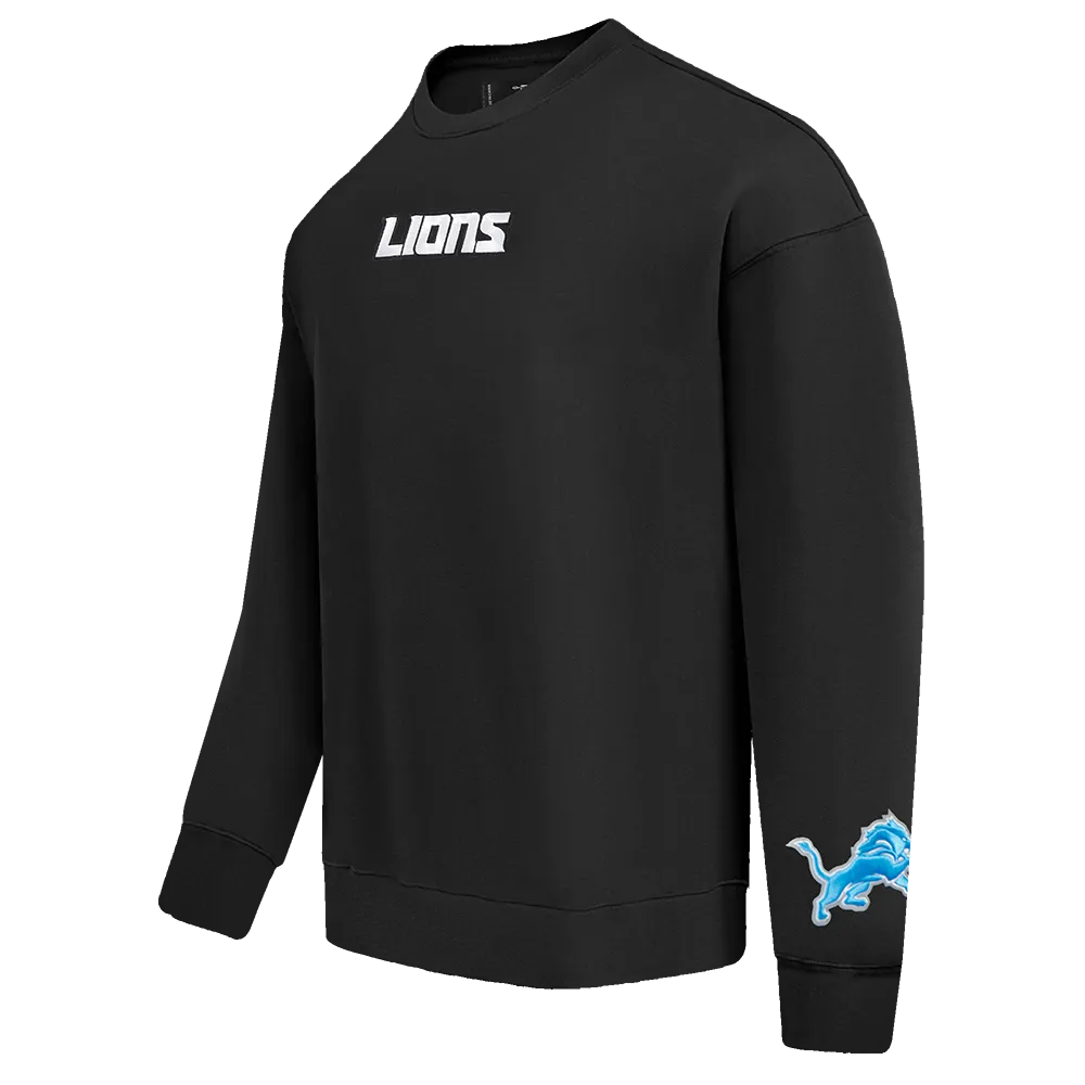 NFL DETROIT LIONS WINGSPAN MEN'S DROP SHOULDER FLC CREWNECK (BLACK)