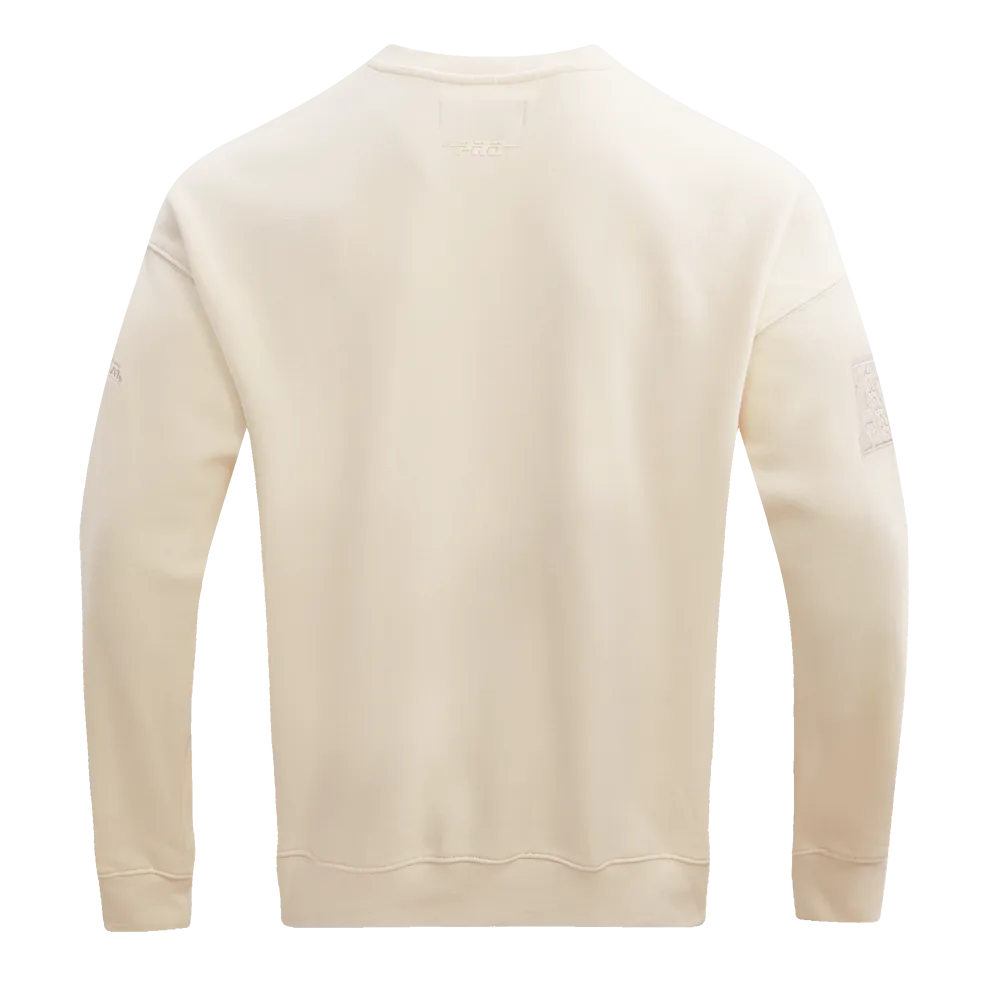 NFL HOUSTON TEXANS NEUTRAL MEN'S DROP SHOULDER FLC CREWNECK (EGGSHELL)