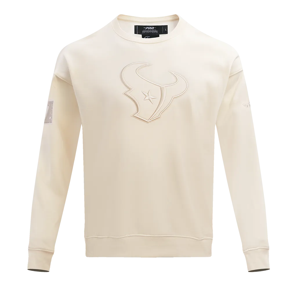 NFL HOUSTON TEXANS NEUTRAL MEN'S DROP SHOULDER FLC CREWNECK (EGGSHELL)