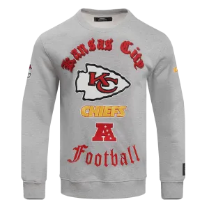 NFL KANSAS CITY CHIEFS OLD ENGLISH MEN'S CREWNECK (HEATHER GREY)