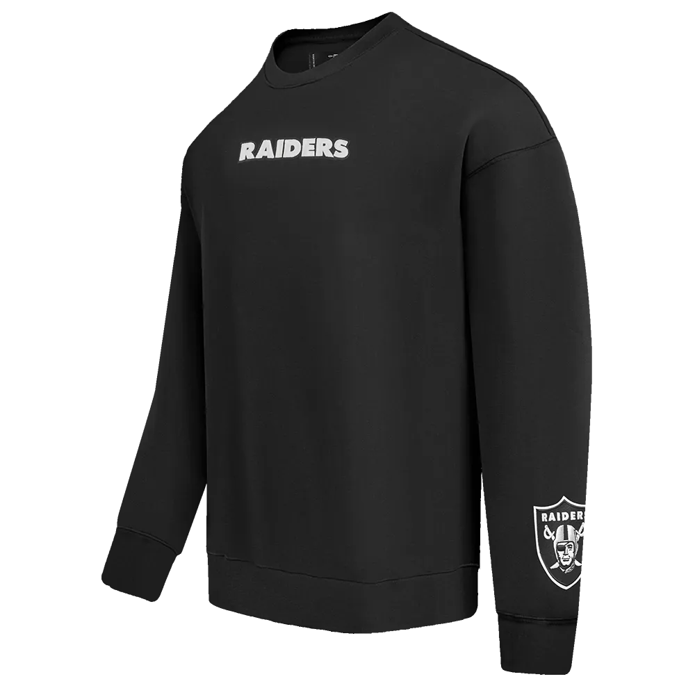 NFL LAS VEGAS RAIDERS WINGSPAN MEN'S DROP SHOULDER FLC CREWNECK (BLACK)